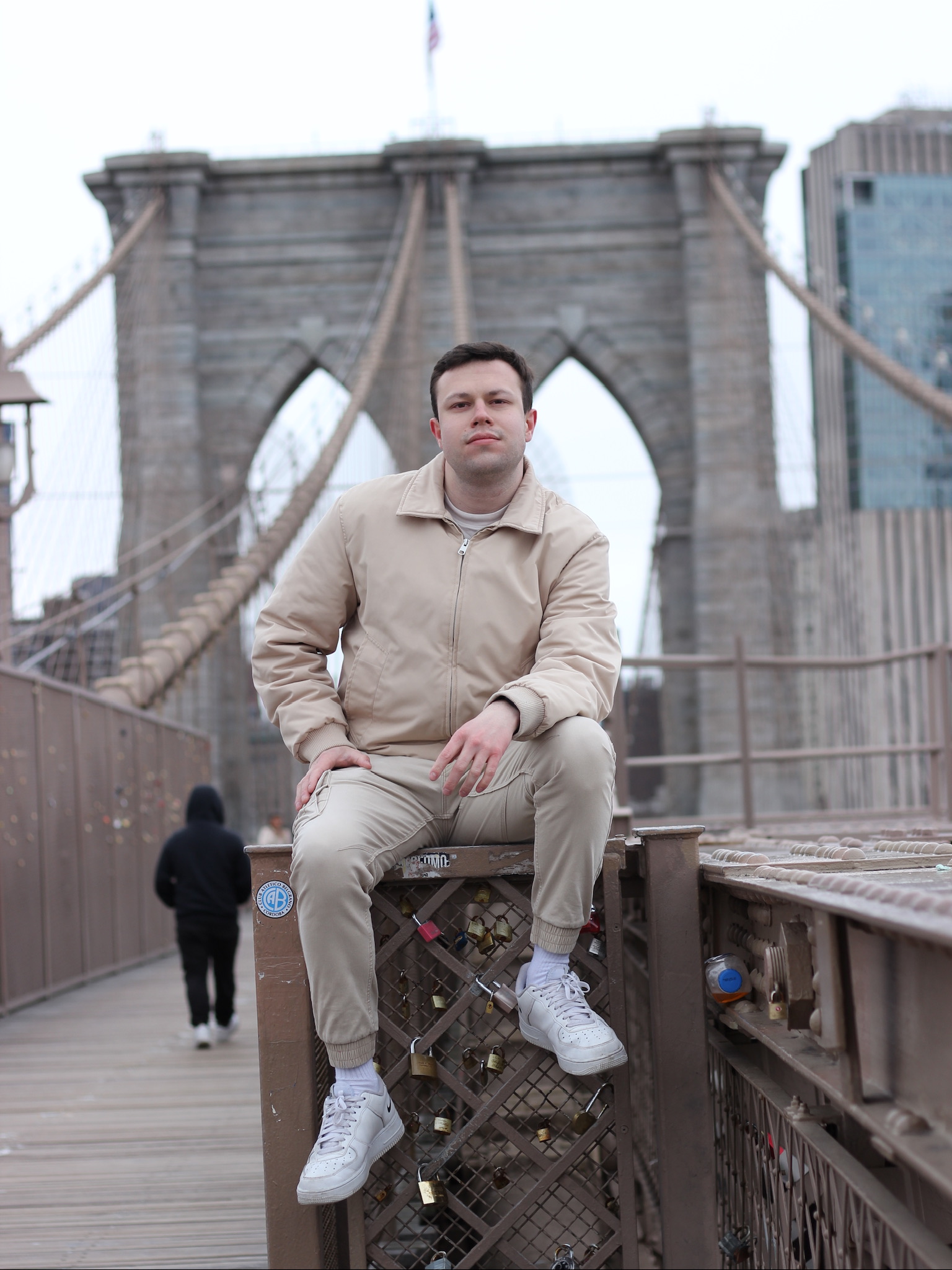 New York — On the Brooklyn Bridge.